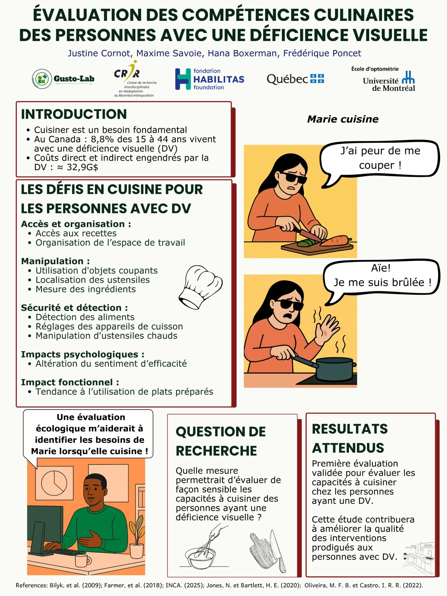 poster: Évaluation des compétences culinaires des personnes avec une déficience visuelle