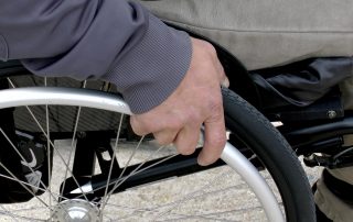 close up of wheelchair wheel